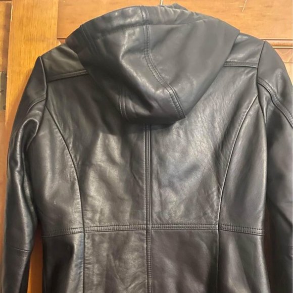 Kenneth Cole Reaction Leather Jacket with Hood - Picture 2 of 3